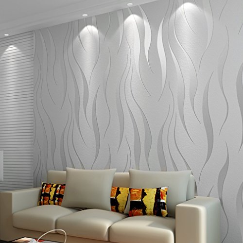 Ondulación moderna 3D blanco y gris Foto Wallpaper Mural Polar papel de instalación fácil